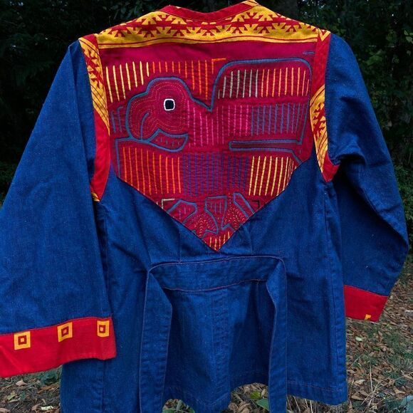 Crossroads MS Denim Cross Front Jacket Lagenlook Shacket - Picture 13 of 13